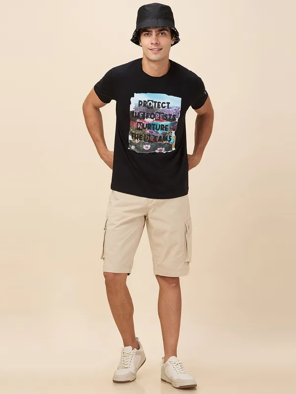 Being Human Men Black Graphic Crew Neck T-Shirt