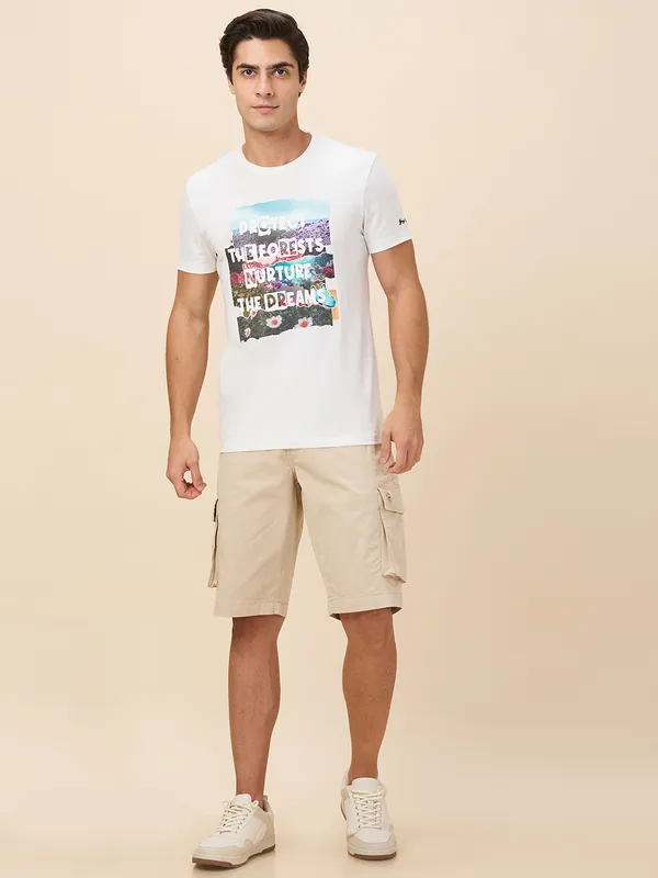 Being Human Men White Graphic Crew Neck T-Shirt