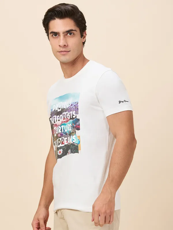 Being Human Men White Graphic Crew Neck T-Shirt