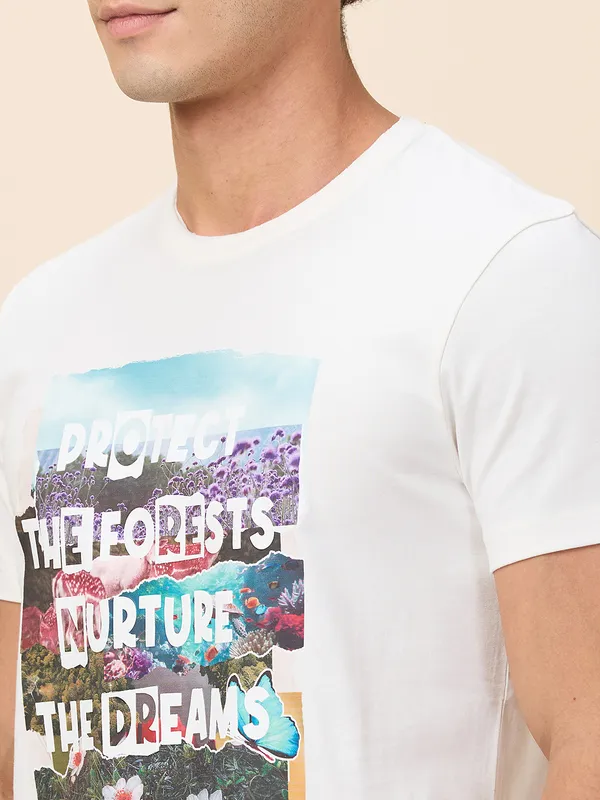 Being Human Men White Graphic Crew Neck T-Shirt
