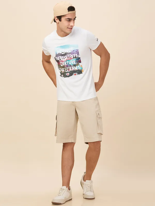Being Human Men White Graphic Crew Neck T-Shirt