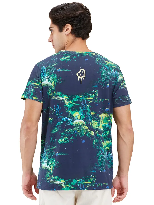 Being Human Mens-Top Crew Neck Navy & Green