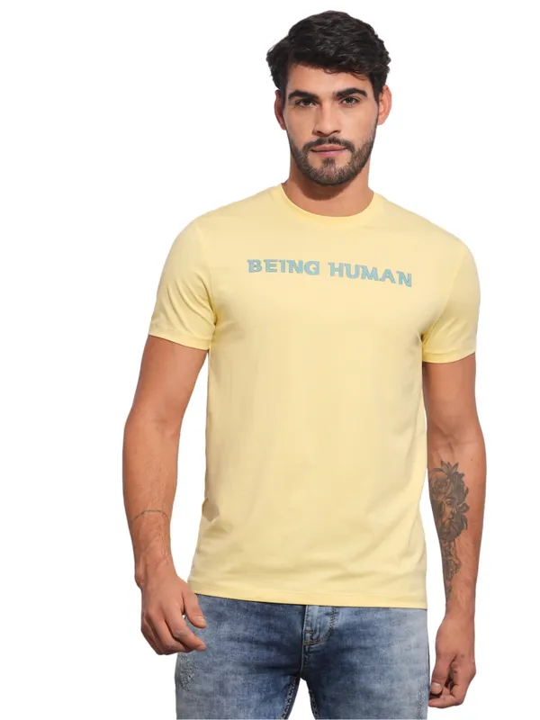 Being Human Clothing Mens-Top Crew Neck Panna Cotta