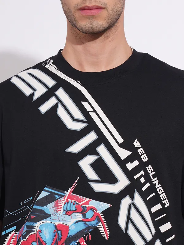 Being Human Men's Black Spiderman Crew Neck T-shirt