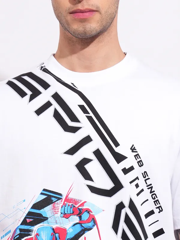 Being Human Men's White Spiderman Crew Neck T-shirt