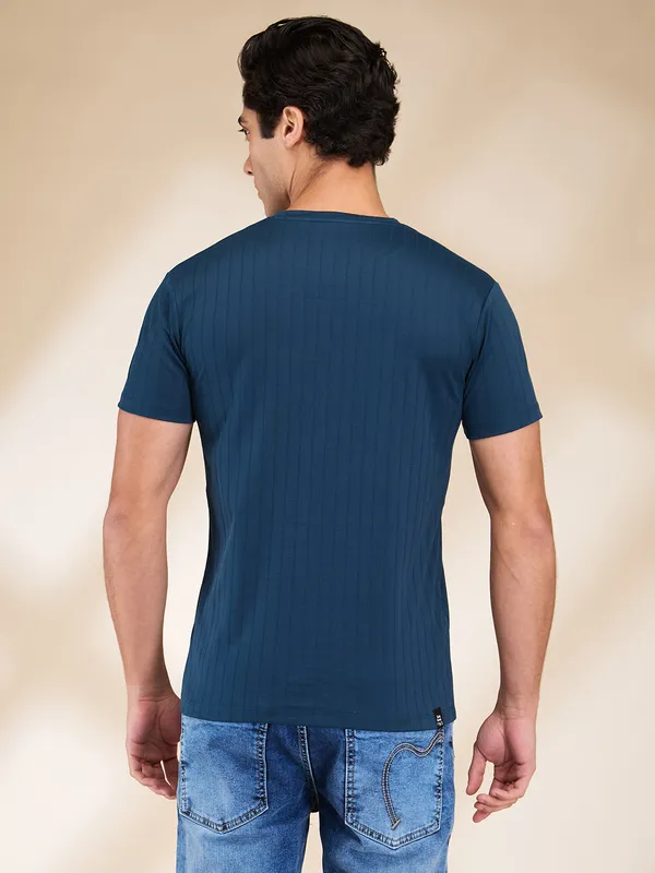 Being Human Clothing Men Blue Solid Crew Neck T-Shirt