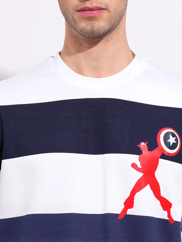 Being Human Men's Navy Captain America Crew Neck T-shirt