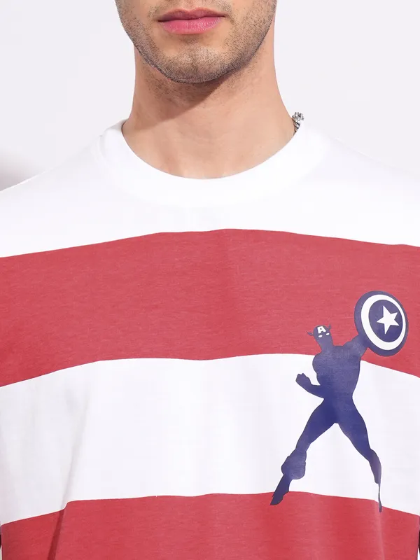 Being Human Men's Red Captain America Crew Neck T-shirt