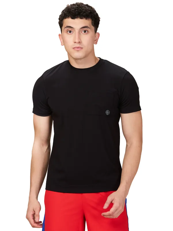 Being Human Men Black Solid Crew Neck T-Shirt