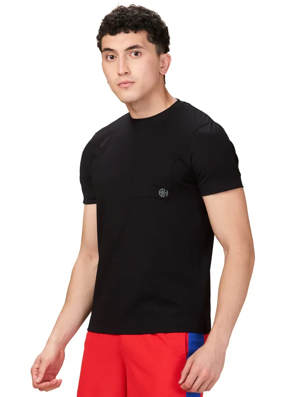 Being Human Men Black Solid Crew Neck T-Shirt