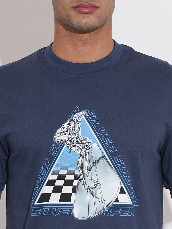 Fantastic Four Silver Surfer Printed Navy T-Shirt By Being Human