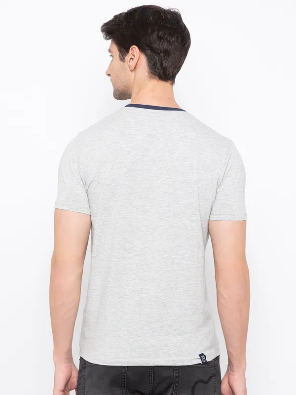 Being Human Regular Fit Men V-Neck T-Shirts-Grey Mel