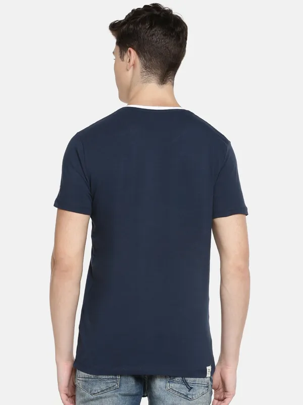 Being Human Regular Fit Men V-Neck T-Shirts-Navy