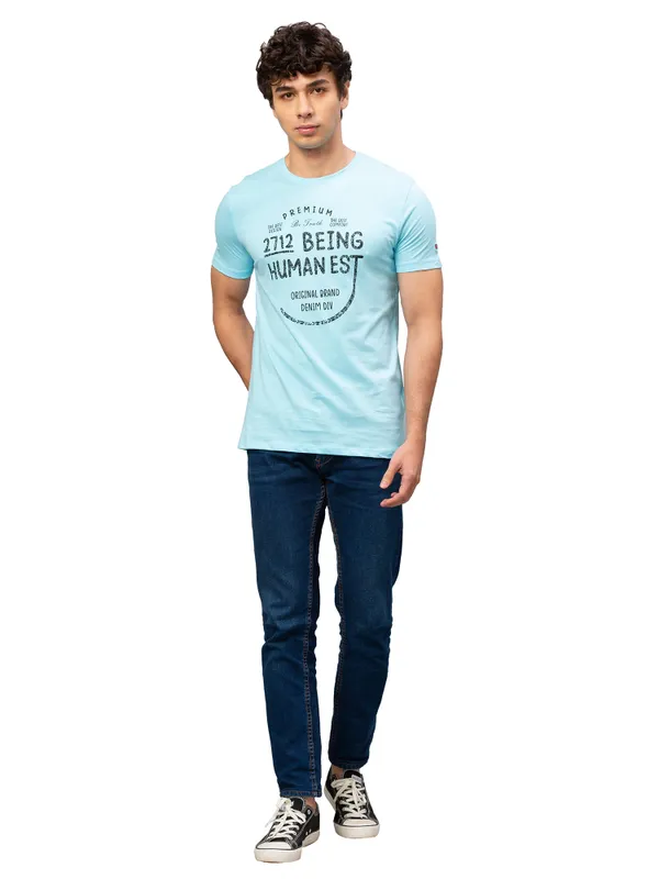 Being Human Clothing Men Regular Fit Crew Neck T-Shirts-Lt. Grey