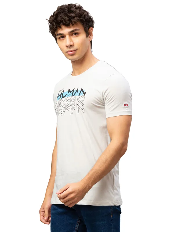 Being Human Regular Fit Men Crew Neck T-Shirts-Lt. Grey