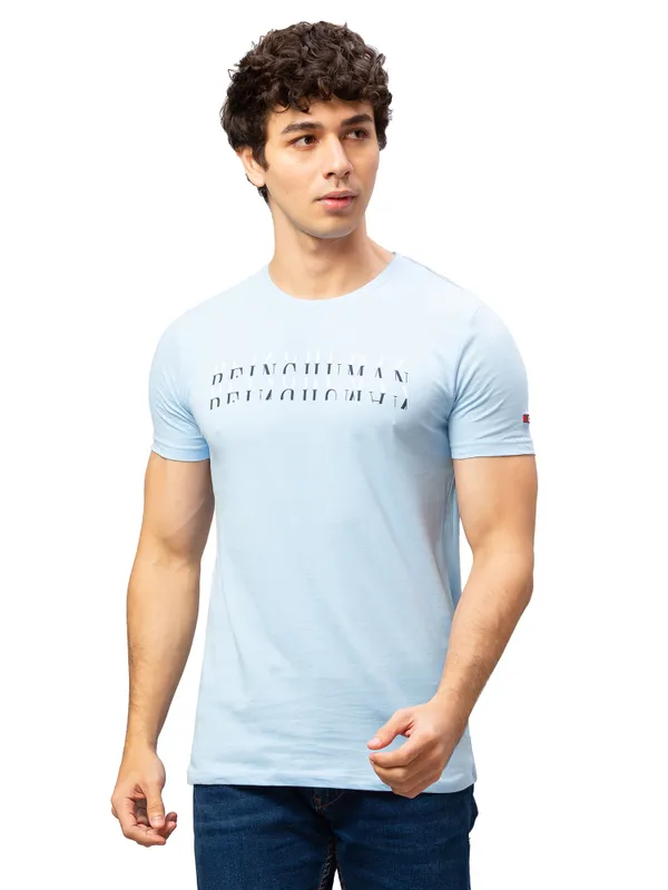 Being Human Clothing Men Regular Fit Crew Neck T-Shirts-Sky