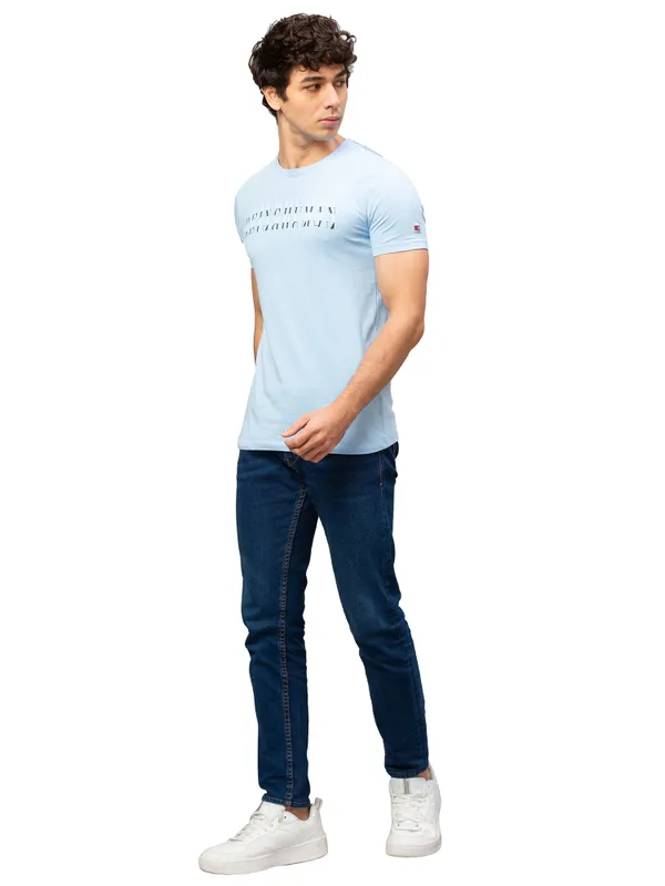 Being Human Clothing Men Regular Fit Crew Neck T-Shirts-Sky