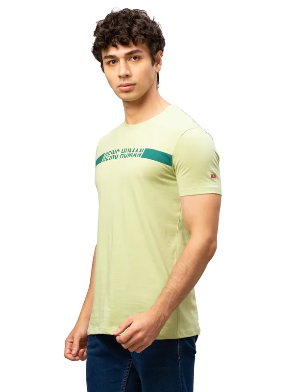 Being Human Regular Fit Men Crew Neck T-Shirts-Lt. Olive