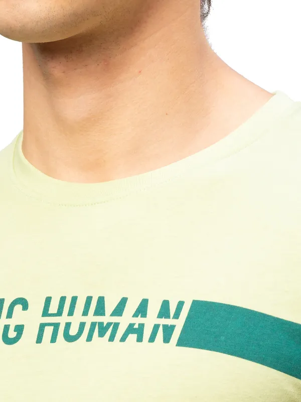 Being Human Regular Fit Men Crew Neck T-Shirts-Lt. Olive