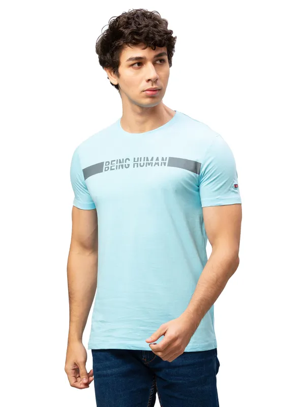 Being Human Regular Fit Men Crew Neck T-Shirts-Mint