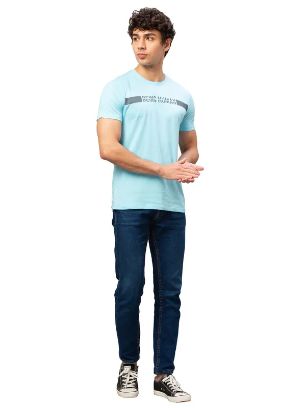 Being Human Regular Fit Men Crew Neck T-Shirts-Mint