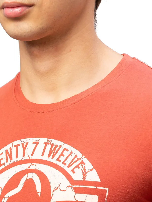 Being Human Regular Fit Men Crew Neck T-Shirts-Burnet Brick