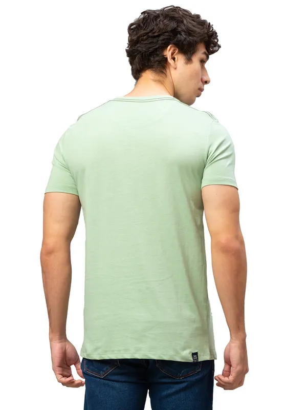 Being Human Regular Fit Men Crew Neck T-Shirts-Pastel Green