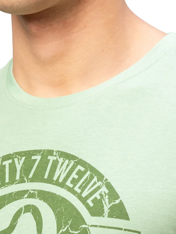 Being Human Regular Fit Men Crew Neck T-Shirts-Pastel Green