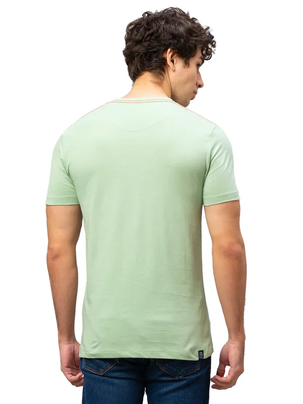 Being Human Regular Fit Men Crew Neck T-Shirts-Pastel Green