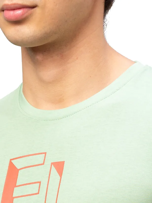 Being Human Regular Fit Men Crew Neck T-Shirts-Pastel Green
