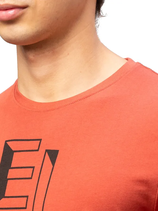 Being Human Regular Fit Men Crew Neck T-Shirts-Burnet Brick