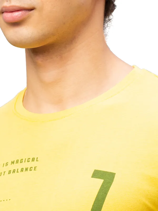 Being Human Regular Fit Men Crew Neck T-Shirts-Yellow