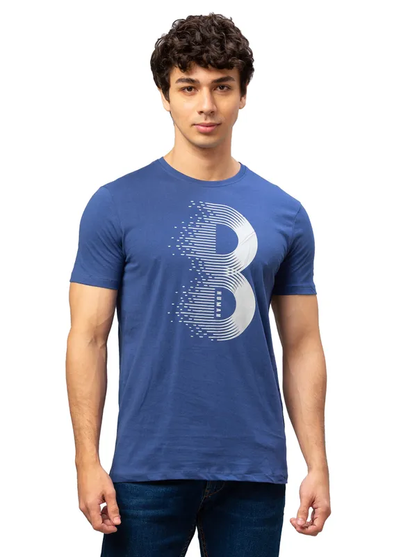 Being Human Regular Fit Men Crew Neck T-Shirts-Navy