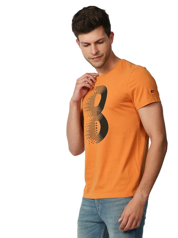 Being Human Regular Fit Men Crew Neck T-Shirts-Rust