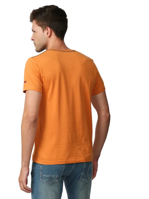 Being Human Regular Fit Men Crew Neck T-Shirts-Rust