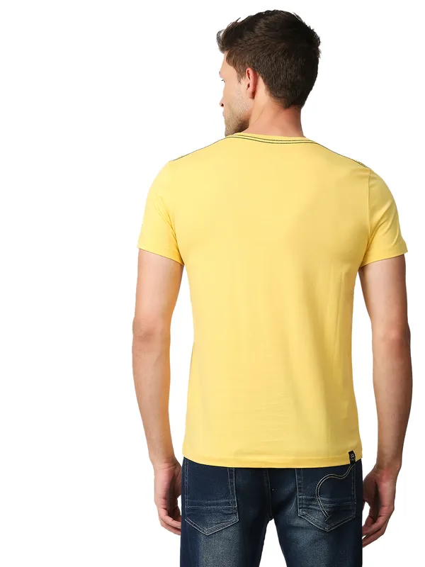 Being Human Regular Fit Men Crew Neck T-Shirts-Yellow