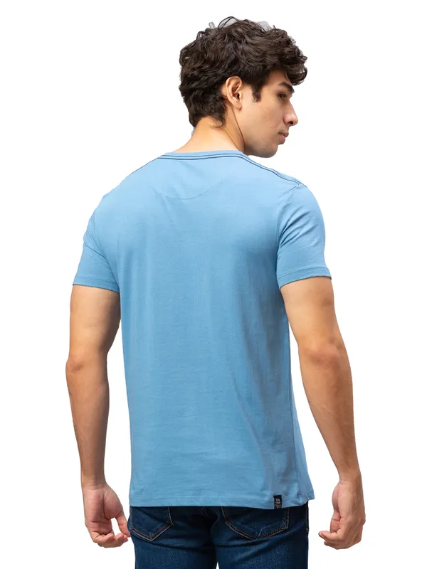 Being Human Regular Fit Men Crew Neck T-Shirts-Blue Jasper