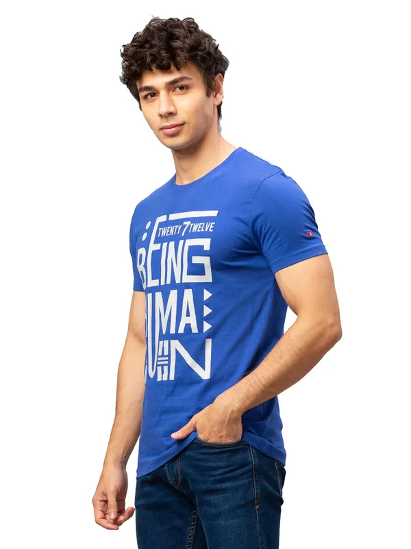 Being Human Regular Fit Men Crew Neck T-Shirts-True Blue