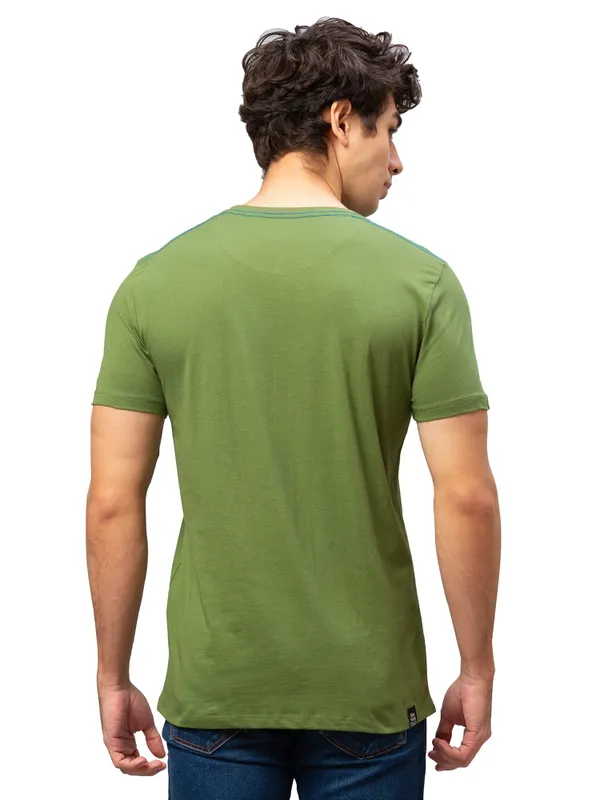 Being Human Regular Fit Men Crew Neck T-Shirts-Olive