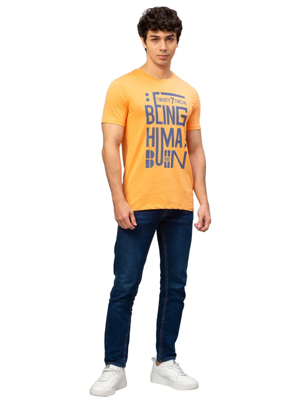 Being Human Regular Fit Men Crew Neck T-Shirts-Orange