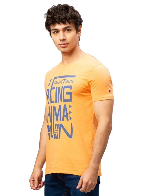 Being Human Regular Fit Men Crew Neck T-Shirts-Orange