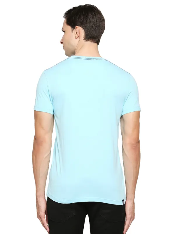 Being Human Regular Fit Men Crew Neck T-Shirts-Aqua