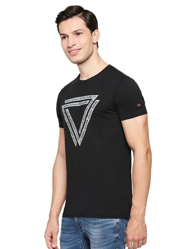 Being Human Regular Fit Men Crew Neck T-Shirts-Black