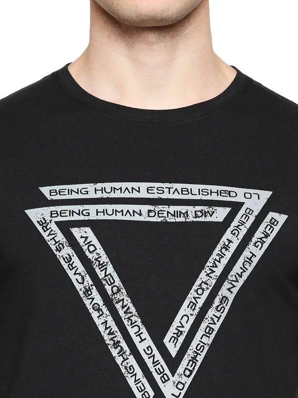 Being Human Regular Fit Men Crew Neck T-Shirts-Black