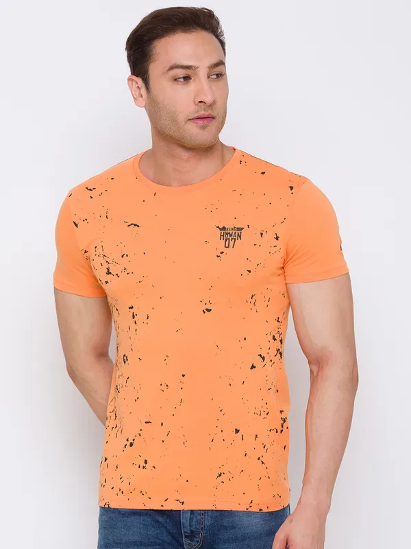 Being Human Regular Fit Men Crew Neck T-Shirts-Orange