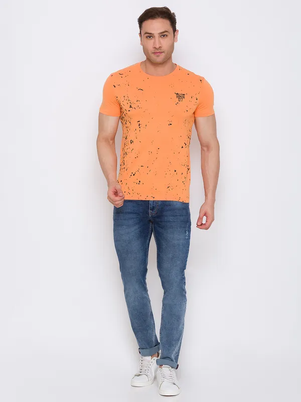 Being Human Regular Fit Men Crew Neck T-Shirts-Orange