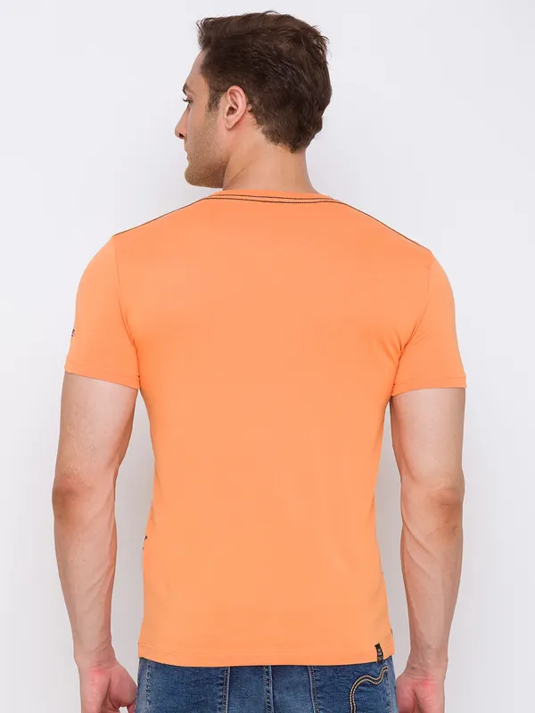 Being Human Regular Fit Men Crew Neck T-Shirts-Orange