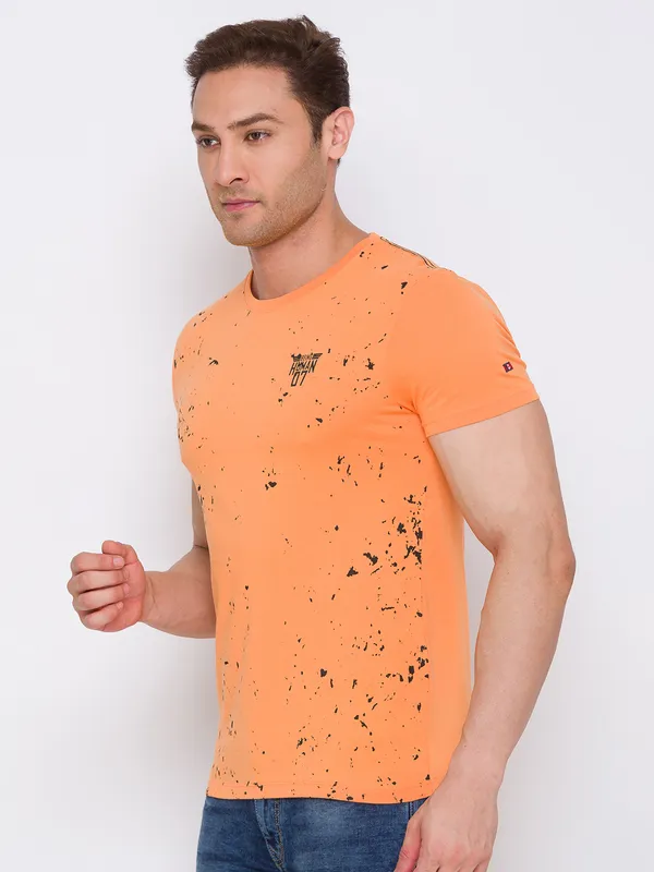 Being Human Regular Fit Men Crew Neck T-Shirts-Orange