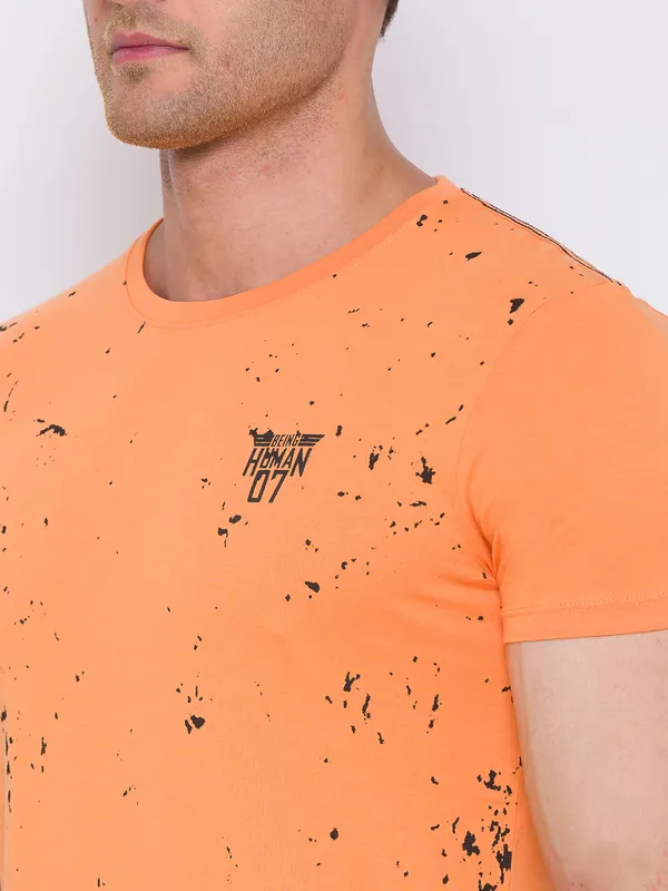 Being Human Regular Fit Men Crew Neck T-Shirts-Orange