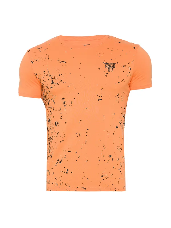 Being Human Regular Fit Men Crew Neck T-Shirts-Orange